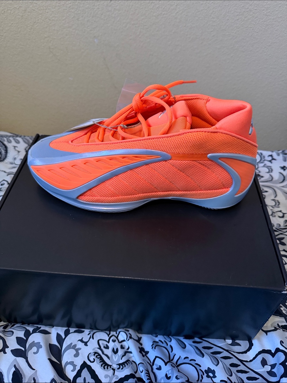 Men adidas Anthony Edwards 2 Bright Orange and gray Athletic Sneaker
